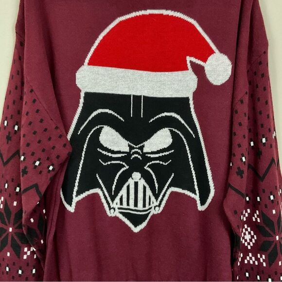 Darth Vader Christmas Sweater NWT Sz S Maroon Holiday Disney 100 Crewneck Unisex - Picture 3 of 9